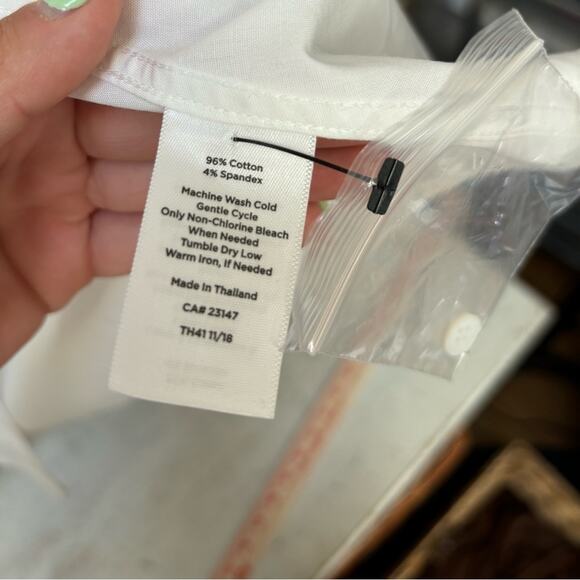 Talbots Non-Iron Button Up Shirt Womens Size 16 Elbow Length NWT White Workwear - Picture 6 of 8